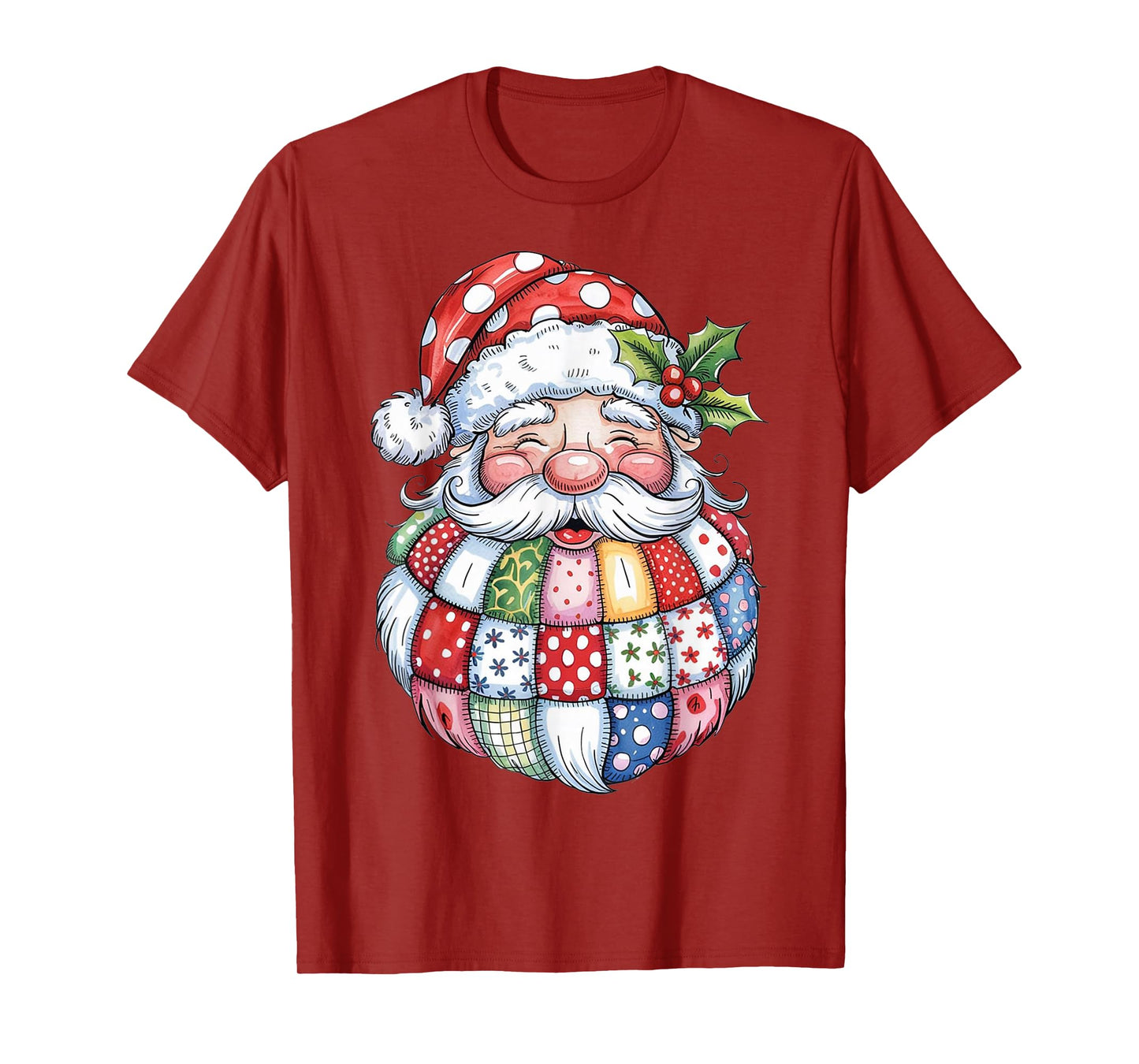 Patchwork Santa Claus Retro Christmas Funny Mens Womans Kids T-Shirt