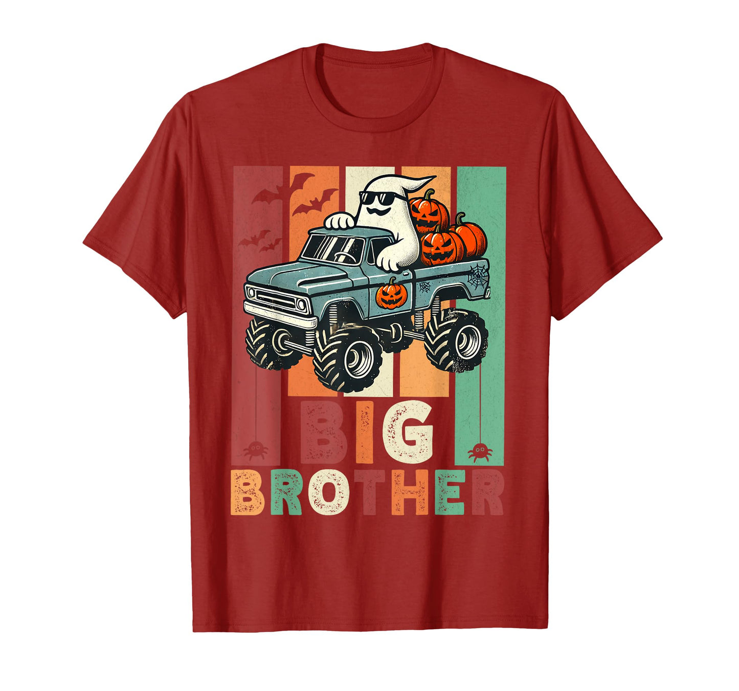 Vintage Ghost Monster Truck Halloween Big Brothers Pumpkins T-Shirt