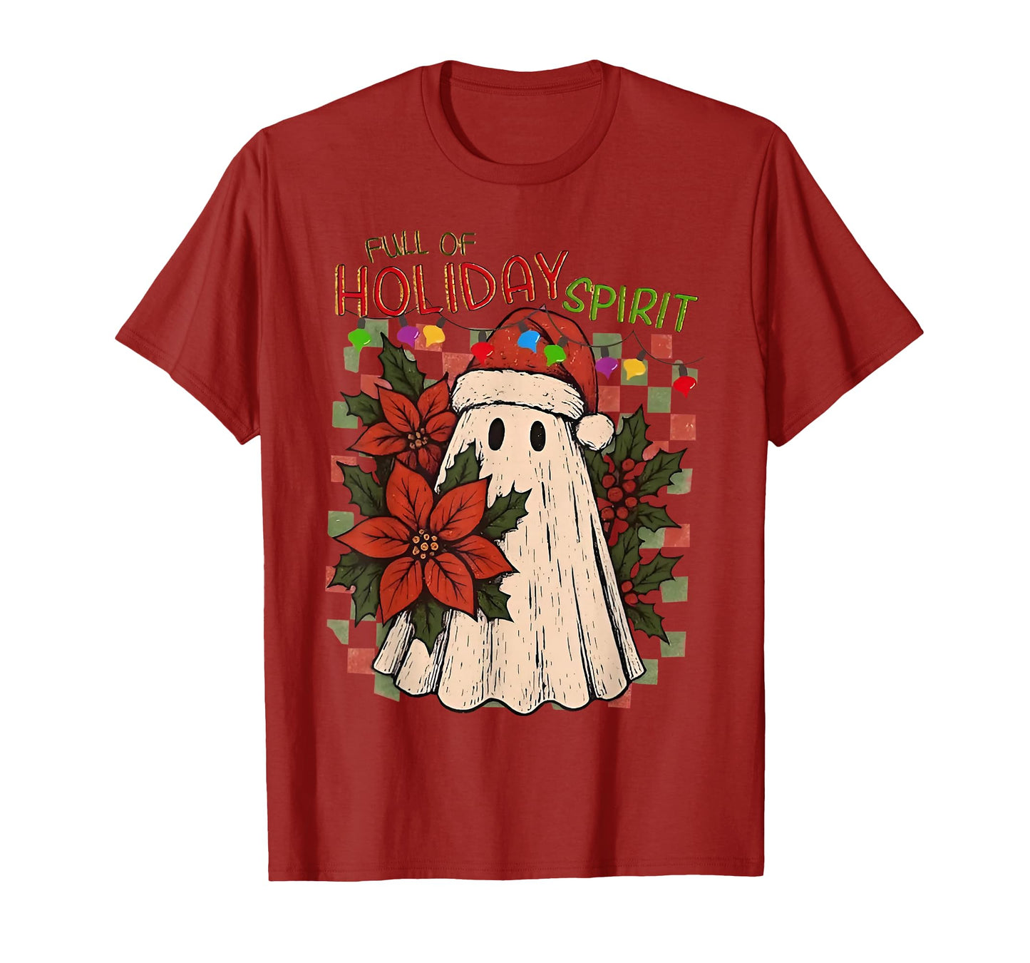 Santa Ghost Holiday Spirit Teacher Preppy Floral Christmas T-Shirt