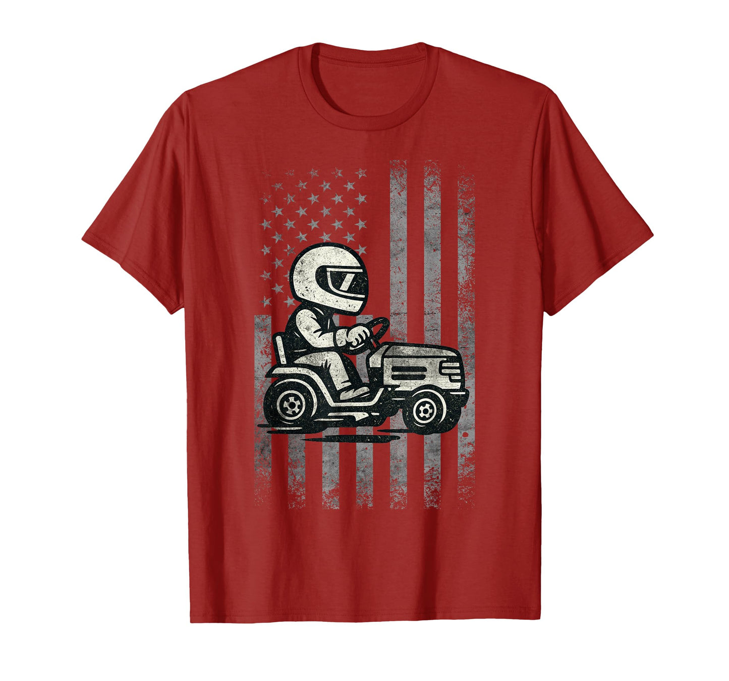 Vintage American Flag Lawn Mower Dad Funny Lawn Mower T-Shirt