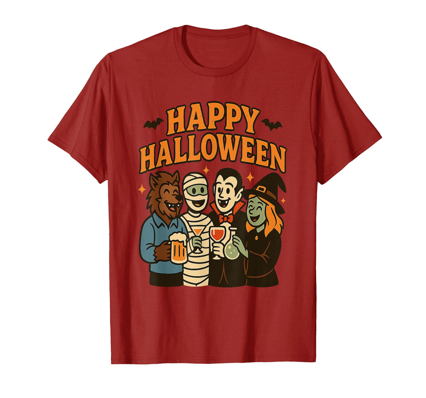 Happy Halloween Drinking Squad T-Shirt Funny Monster Party T-Shirt