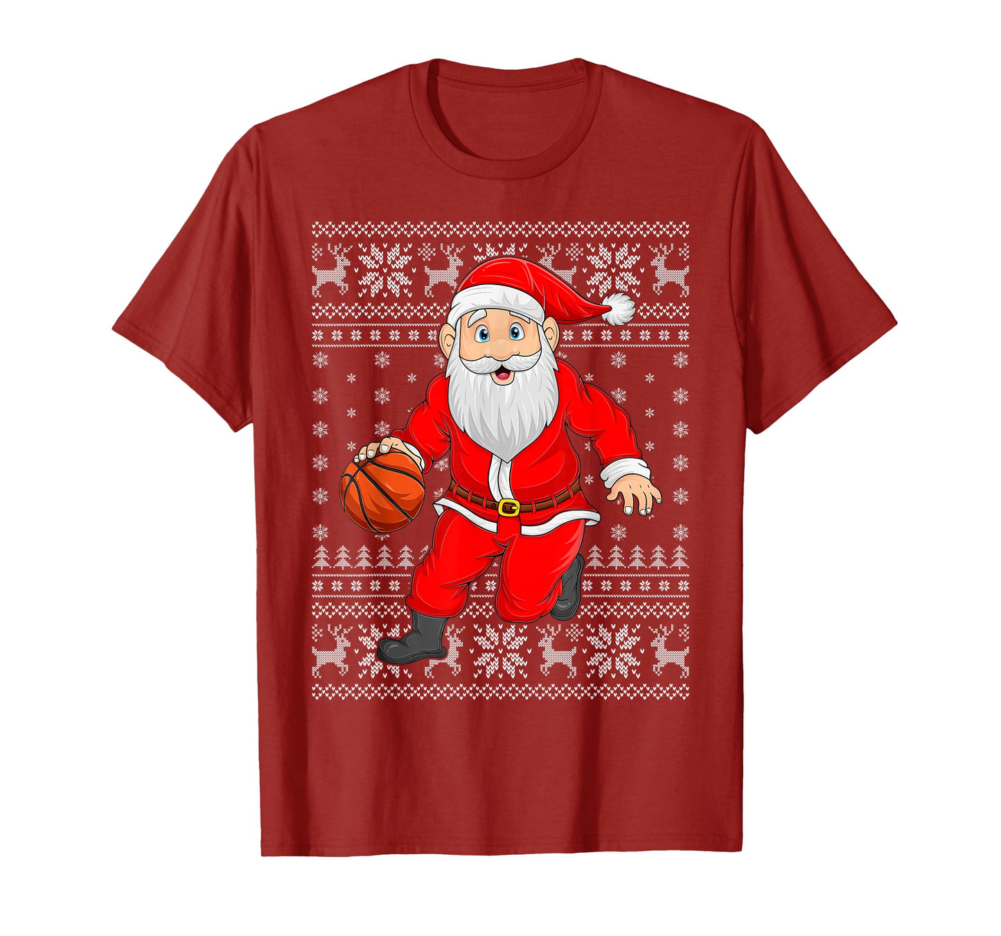 Santa Playing Basketball Ugly Christmas Sweaters Xmas T-Shirt