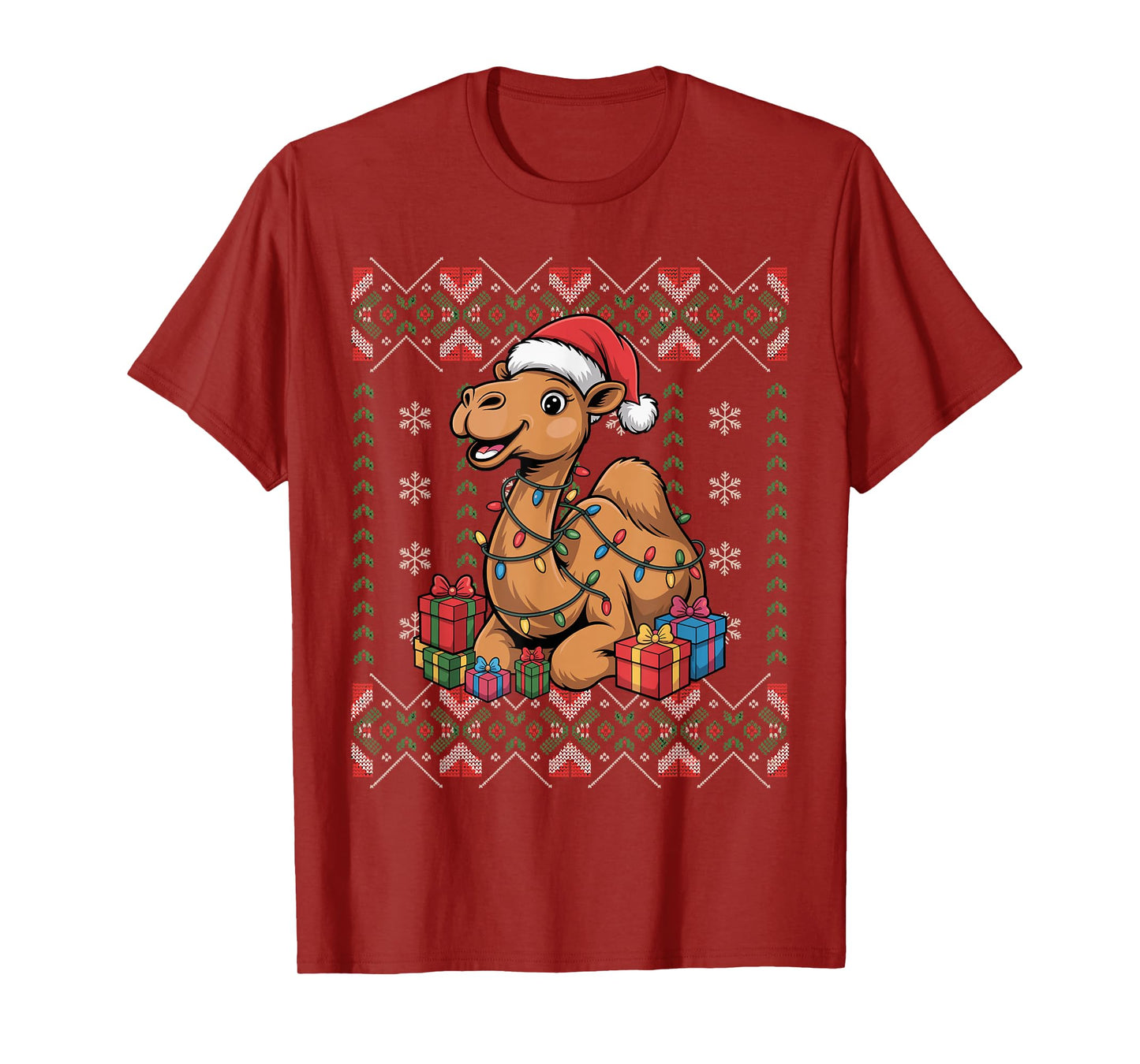 Santa Camel Christmas Ugly Sweater Funny Holiday Pajamas T-Shirt