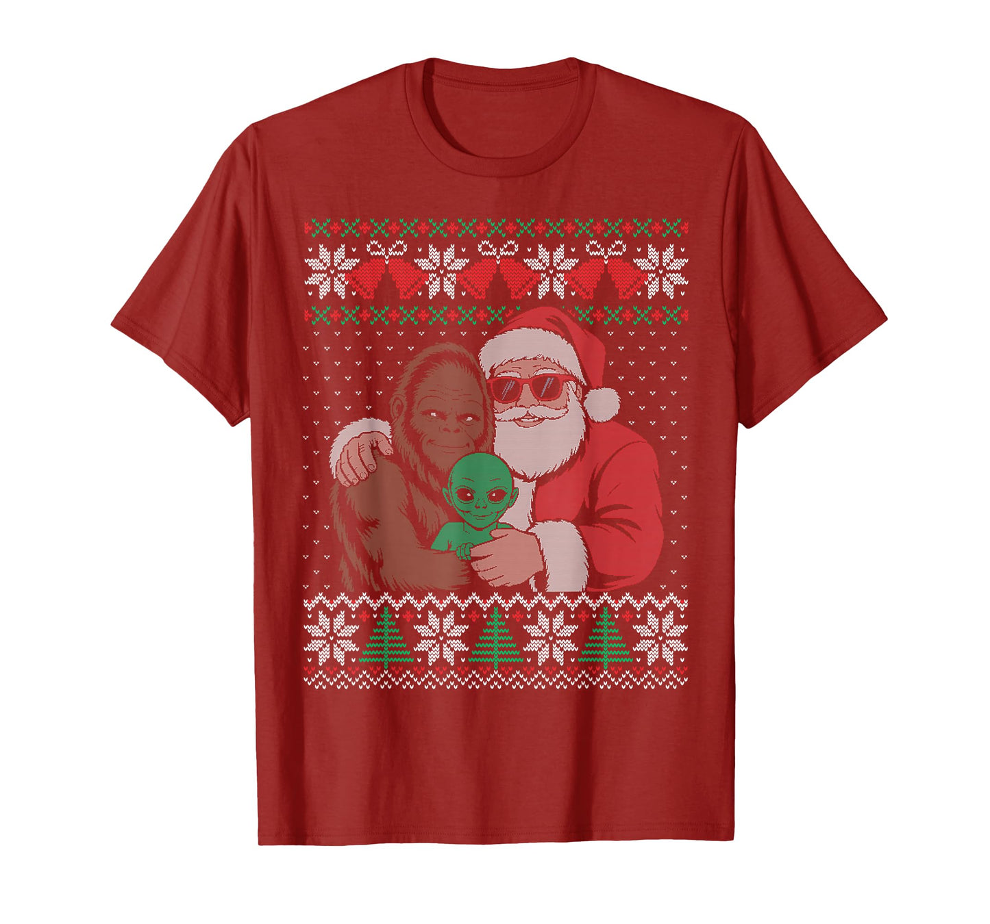 Alien Santa Bigfoot Ugly Christmas Sweater Funny T-Shirt