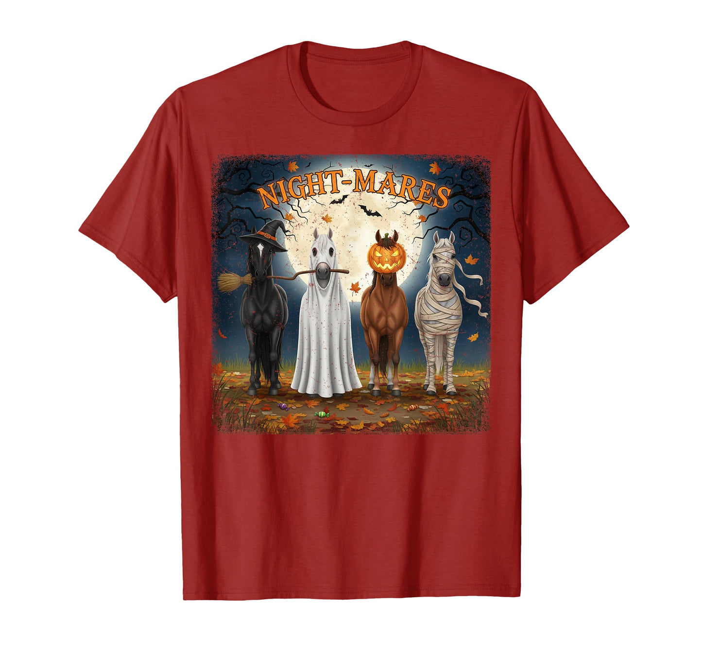 Night-Mares Halloween Horse Design for Equestrian Woman Girl T-Shirt