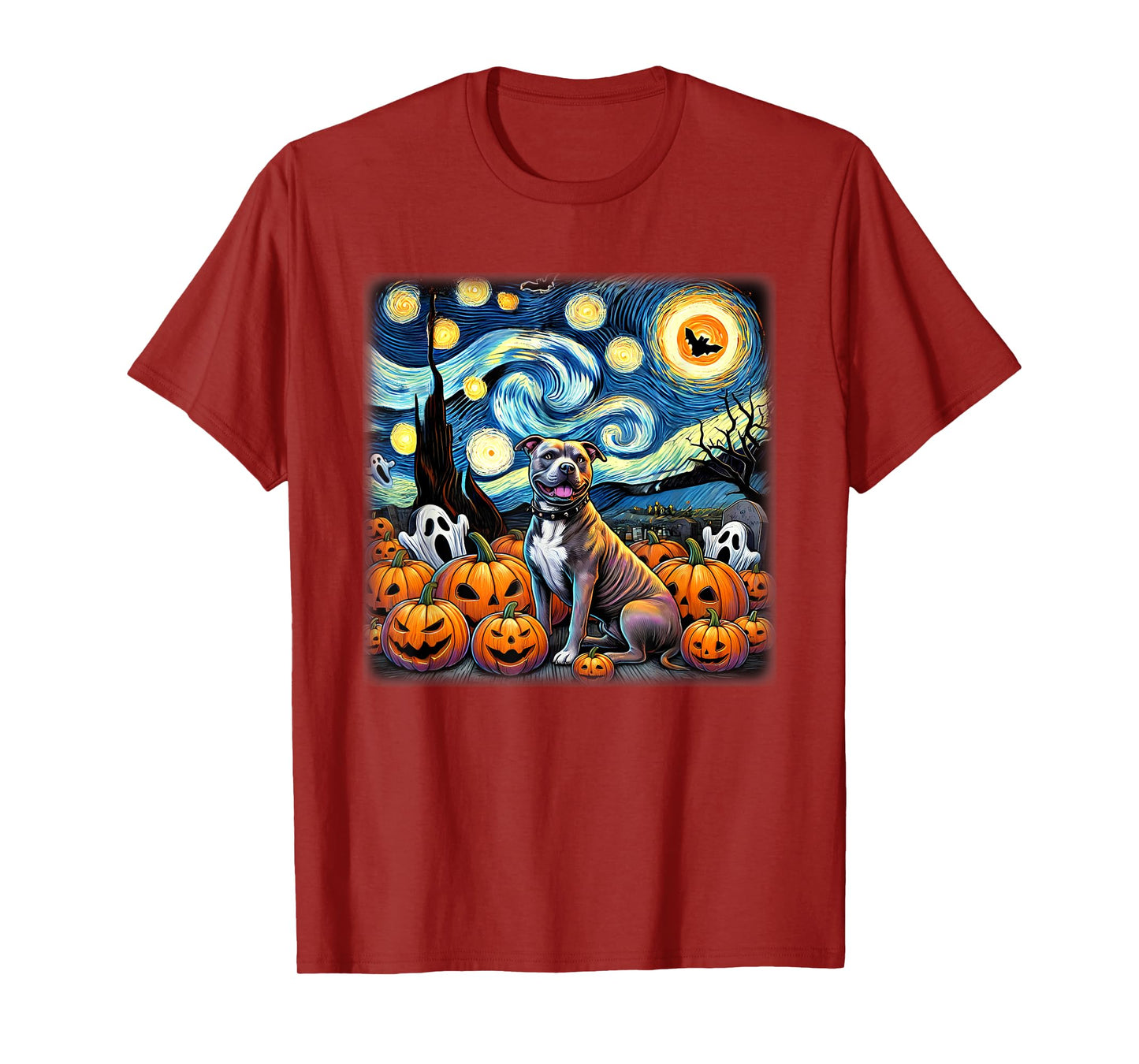 Starry Night Pitbull Halloween T-Shirt