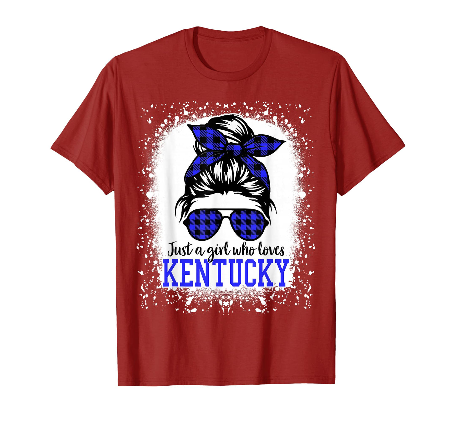 Kentucky Women Girls Messy Bun Hair, Kentucky State Pride T-Shirt