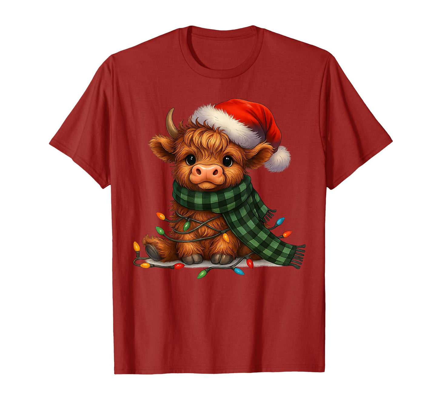 Christmas Scottish Highland Cow Santa Xmas Farm Animal Lover T-Shirt