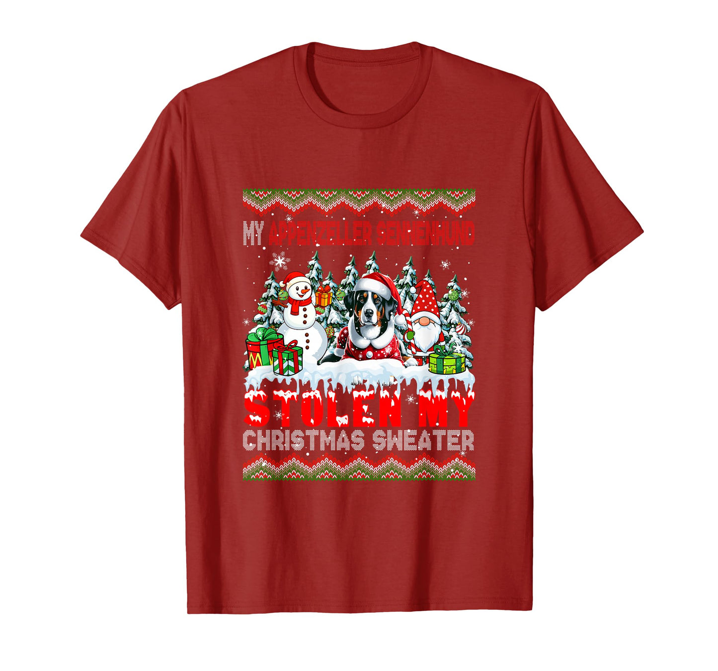 My Appenzeller Sennenhund Stolen Christmas Sweater Dog Gnome T-Shirt