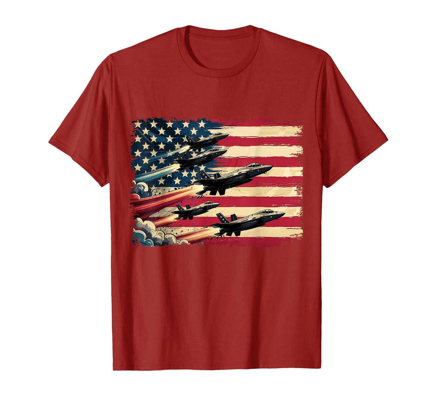 Vintage American Flag USA Fighter Jets 4th of July Patriotic T-Shirt