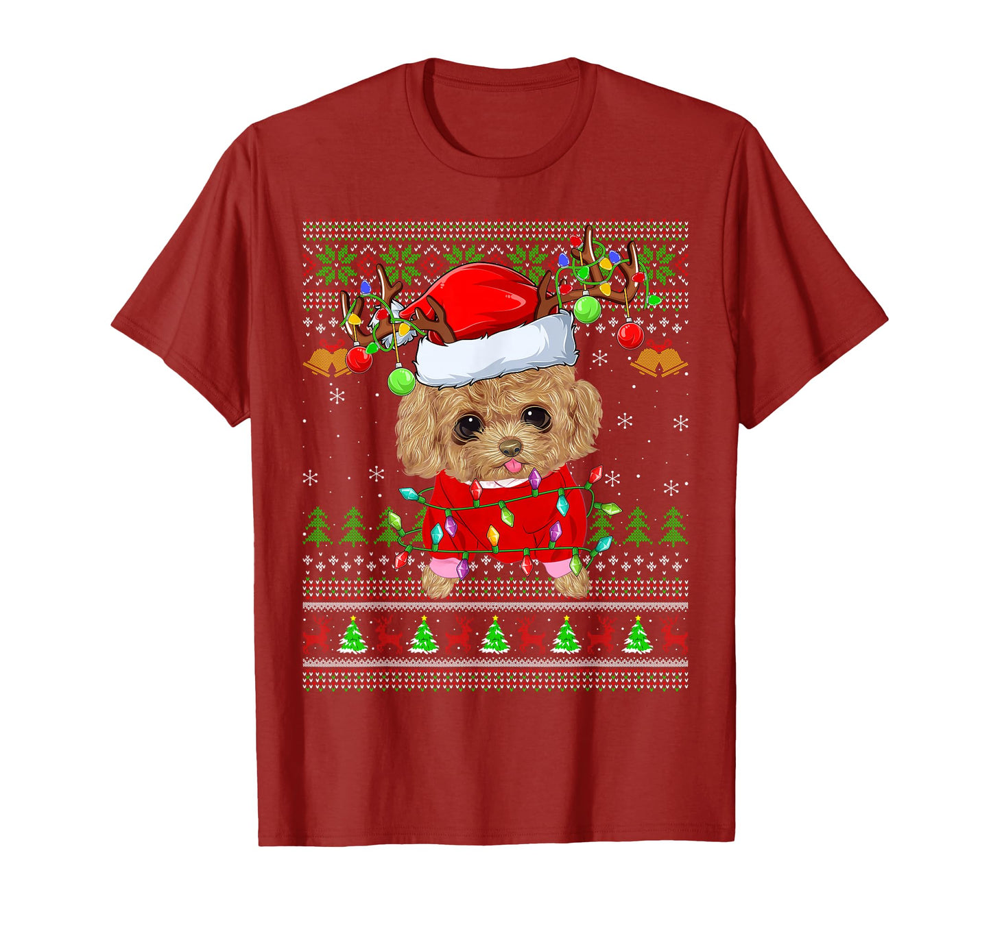 Toy Poodle Dog Ugly Christmas Sweaters Holiday Santa Xmas T-Shirt