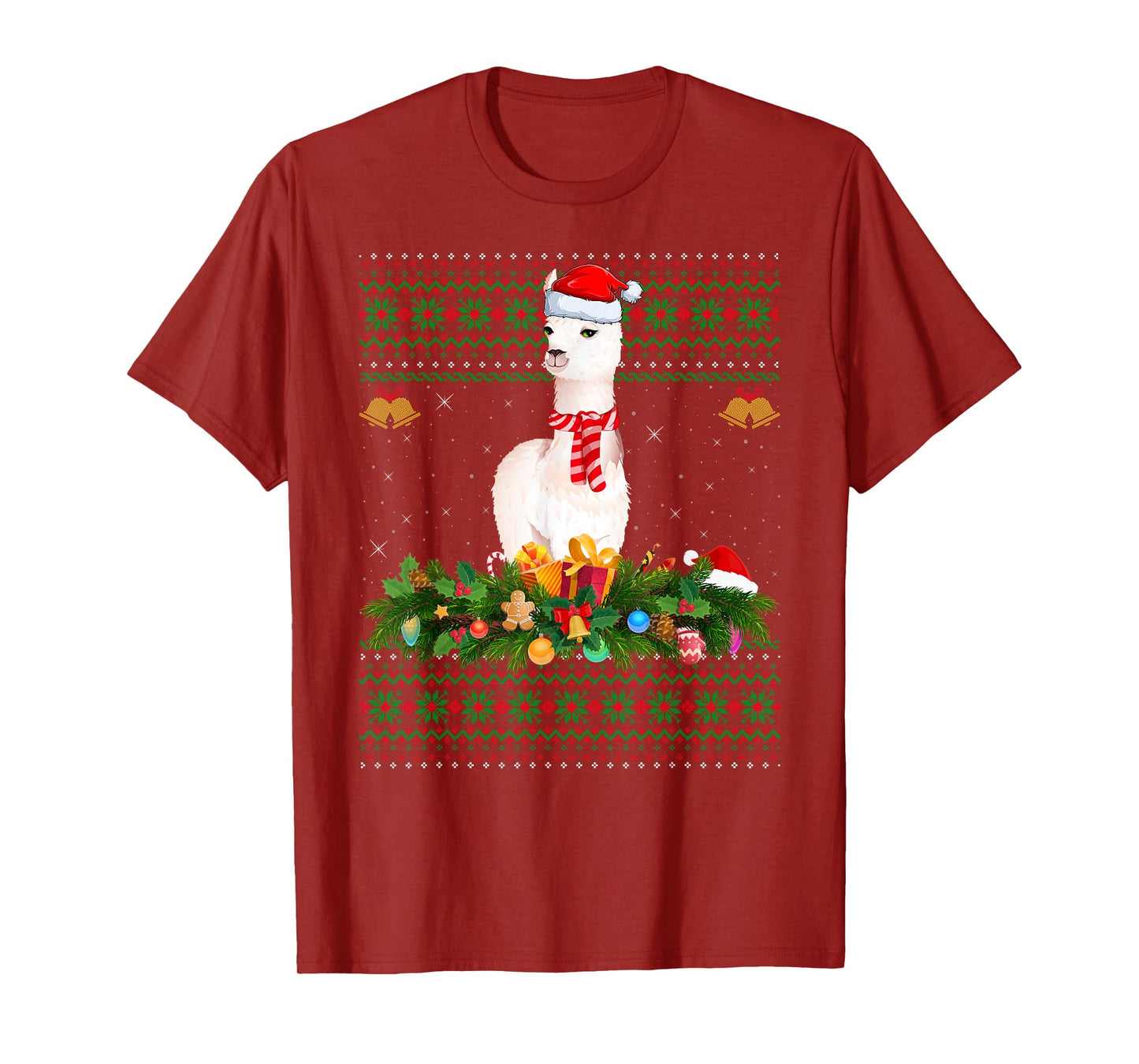 Llama Ugly Christmas Sweaters Funny Santa Alpaca Llama Xmas T-Shirt