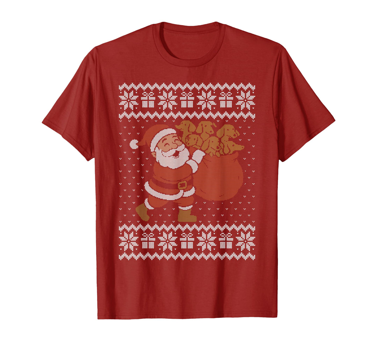 Wiener Dog Christmas Sweater, Santa Claus Carrying Wieners T-Shirt