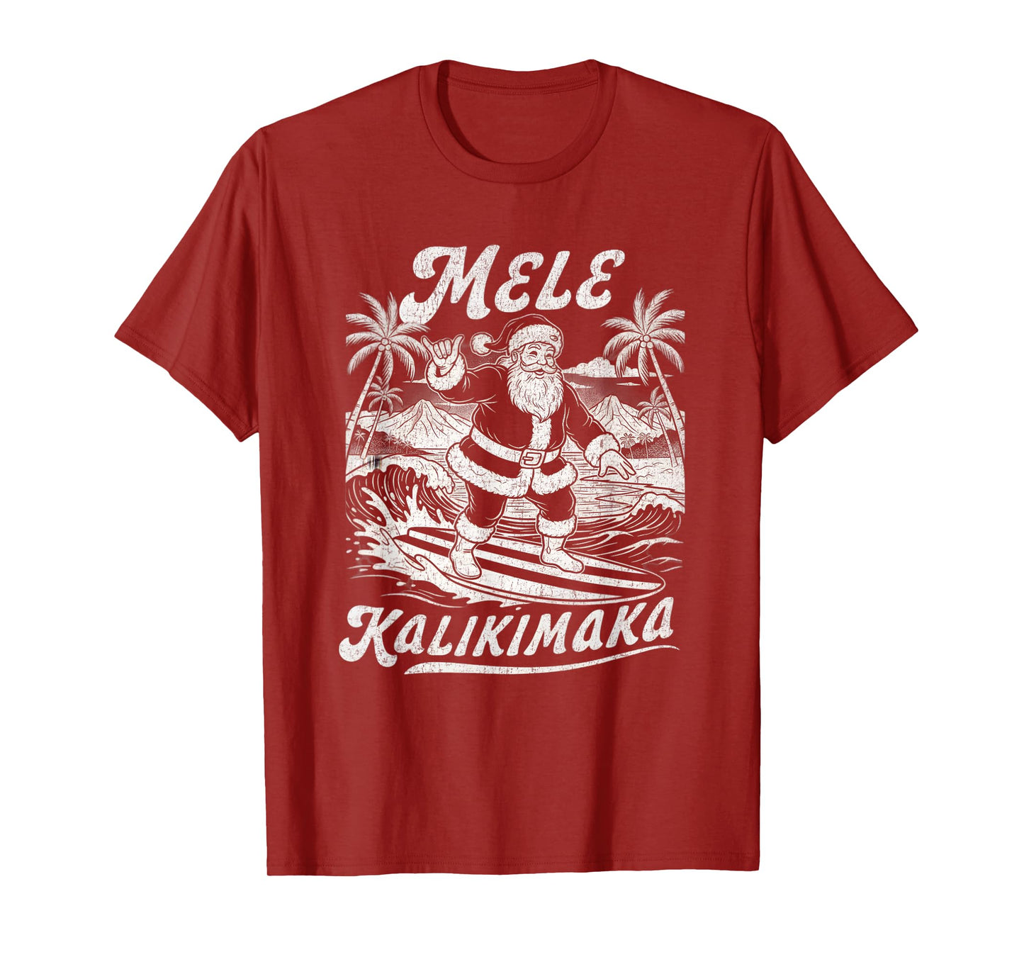 Surfing Santa Mele Kalikimaka Christmas Shirt Hawaiian Surf T-Shirt