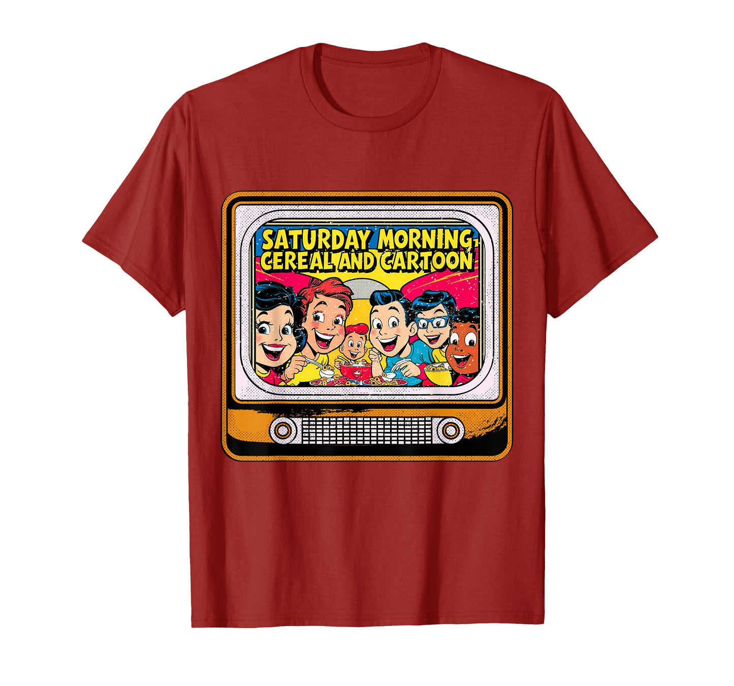 80s 90s Retro Kid Saturday Mornings Cereal And Cartoons T-Shirt
