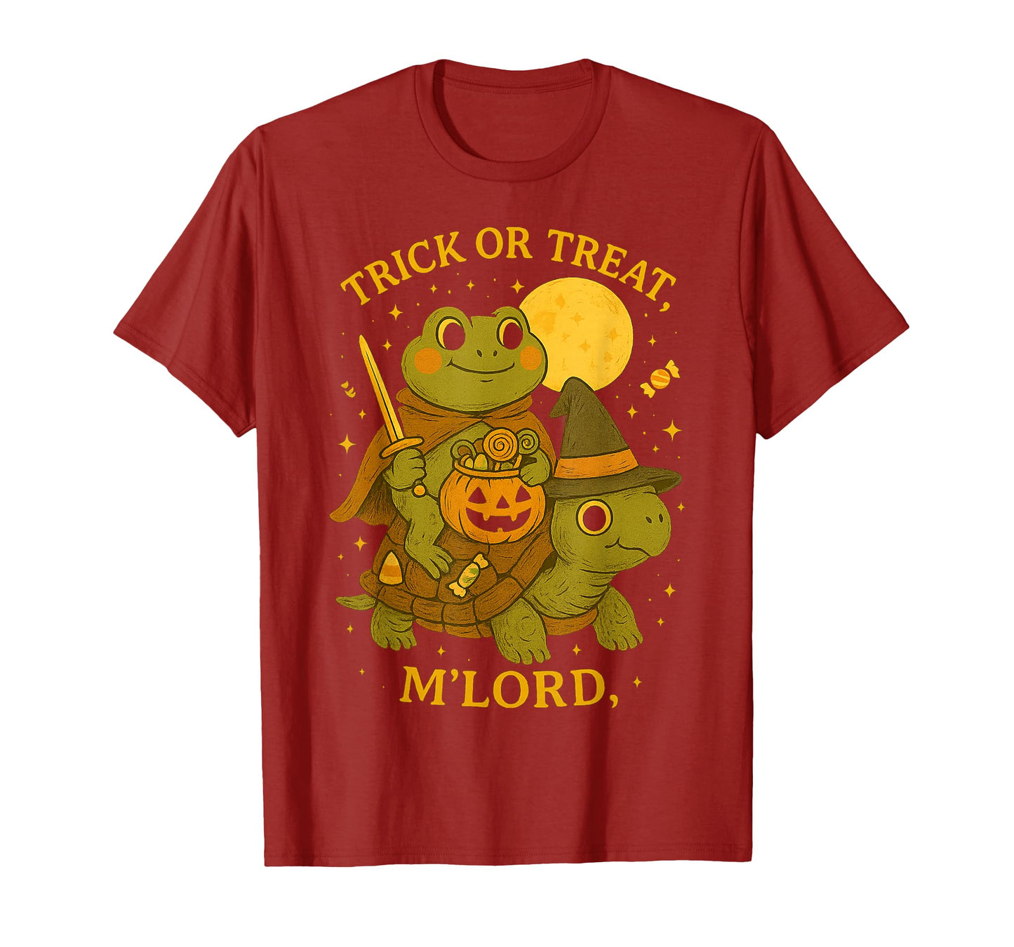 Halloween Trick o Treat Frog Knight M’Lord Pumpkin Turtle T-Shirt