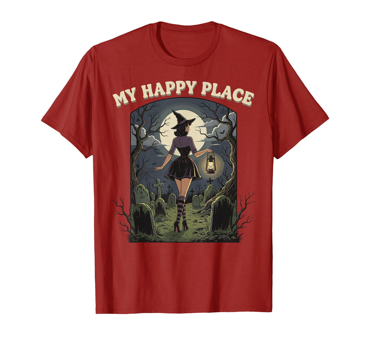 My Happy Place Goth Pin-up Gril Pagan Witch Halloween Wicca T-Shirt