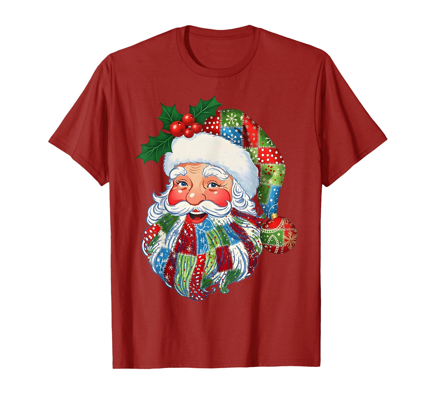 Patchwork Santa Claus Retro Christmas Funny Men Woman Kid T-Shirt