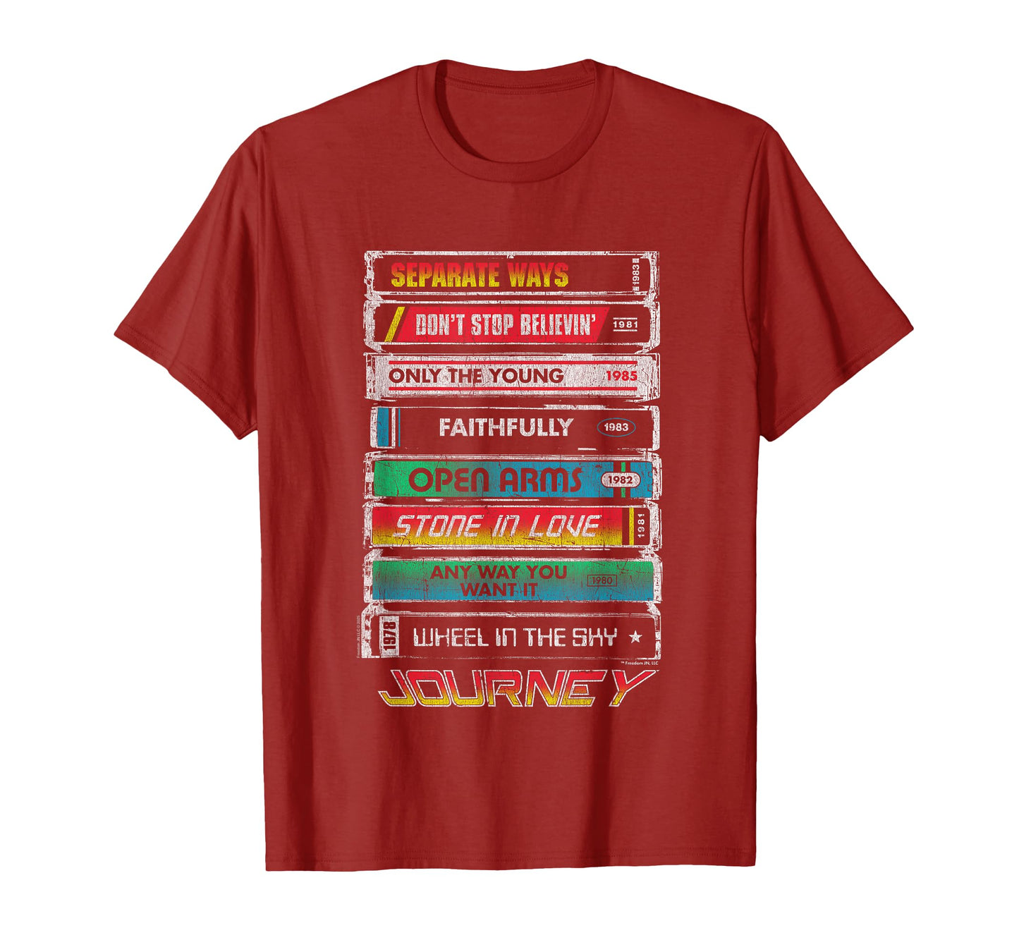 Journey Iconic Tape Deck Hits Retro Vintage Chest Poster T-Shirt
