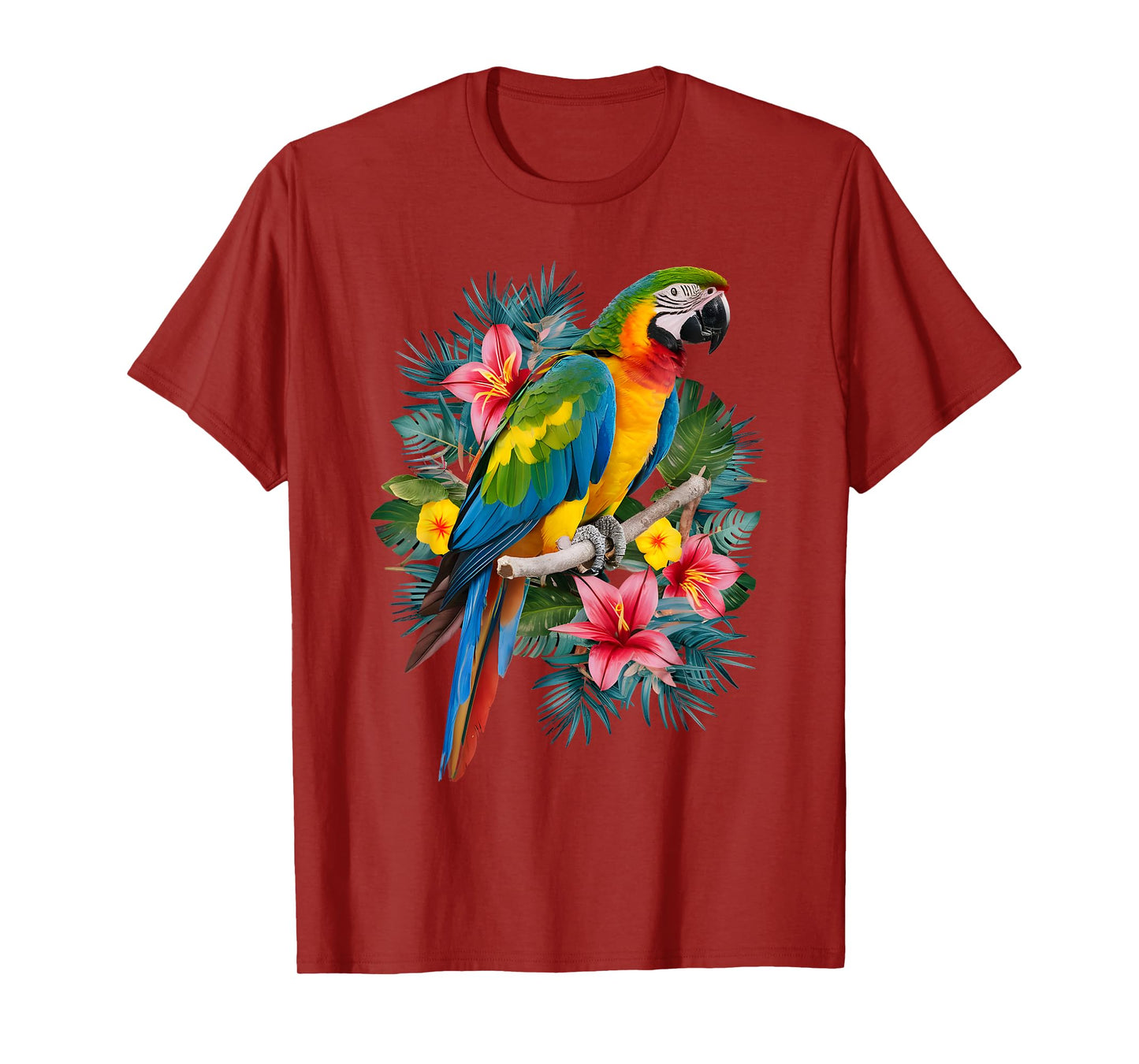 Parrot In Tropical Summer Flower Women Cockatiel Bird T-Shirt