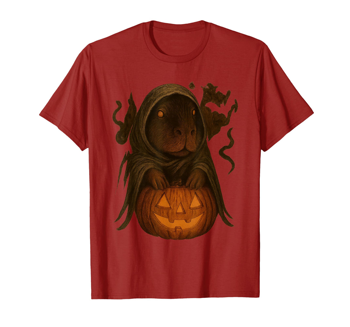 Funny Vintage Capybara Halloween Pumpkin Spooky Ghost Women T-Shirt