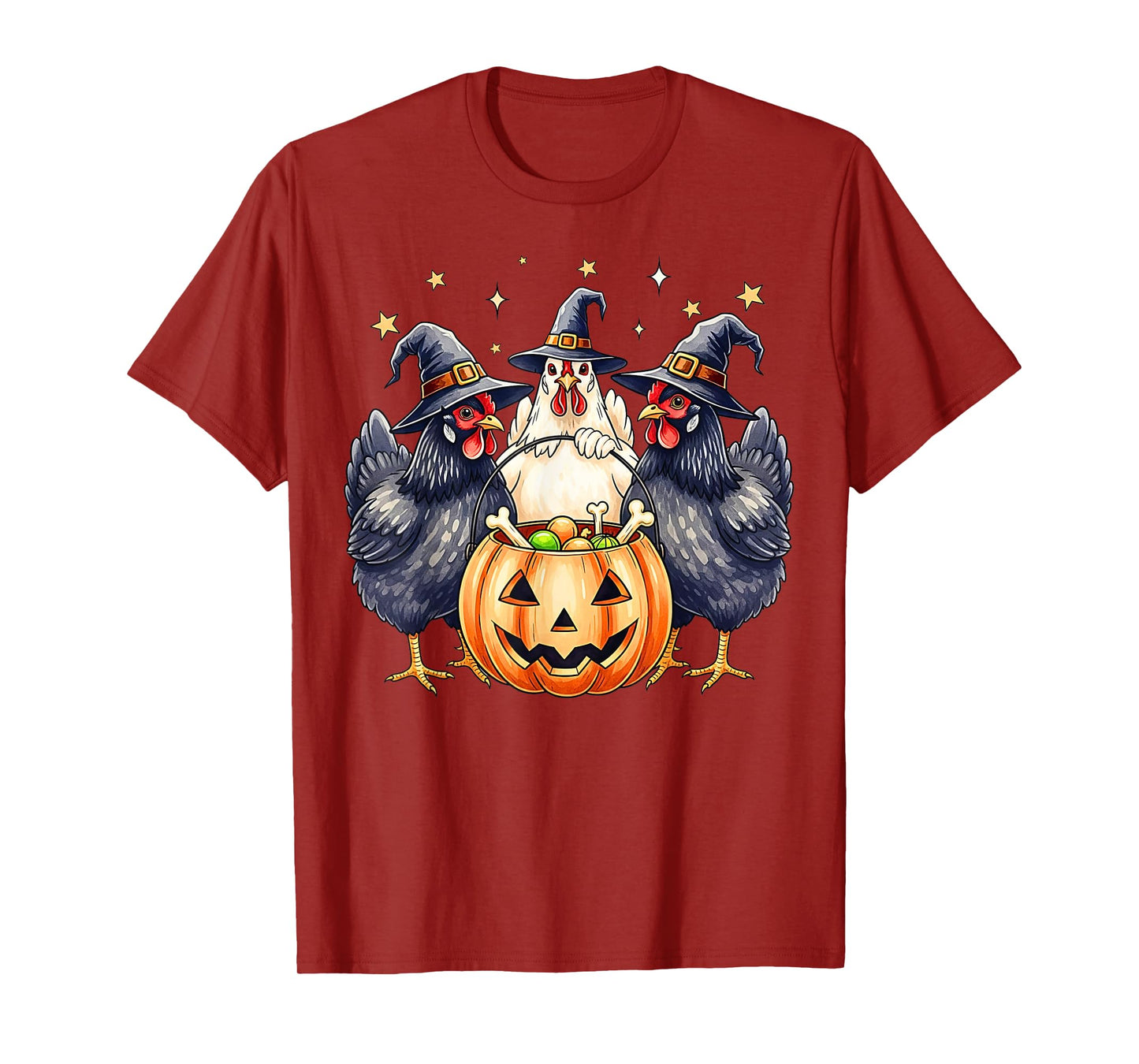 Retro Witchy Halloween Costume Pumpkin Chicken Fall T-Shirt
