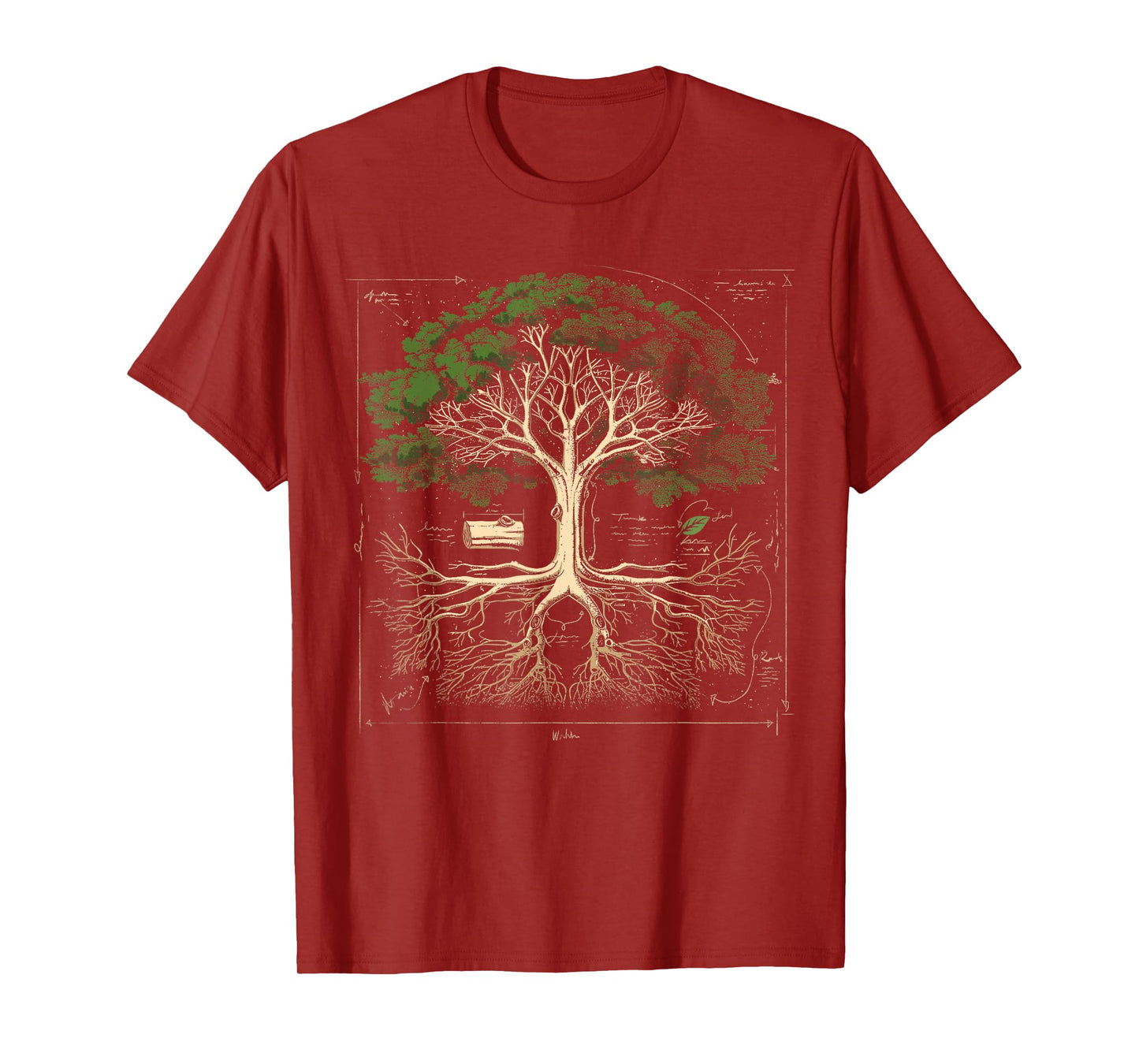 GoshWow Tree Anatomy Shirt Tree Natural Oak Tree Woodsman Vintage T-Shirt