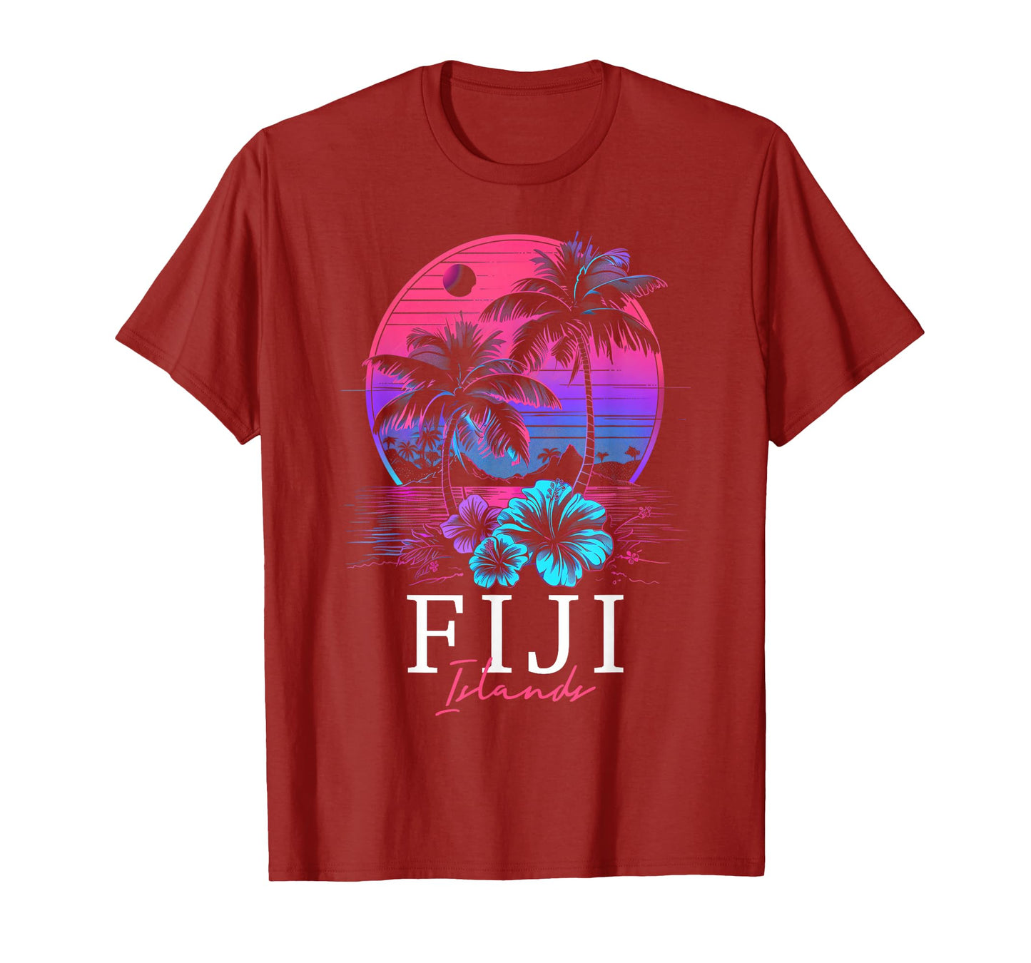 Fiji Islands Hibiscus Flowers Beach Surfer Souvenir T-Shirt