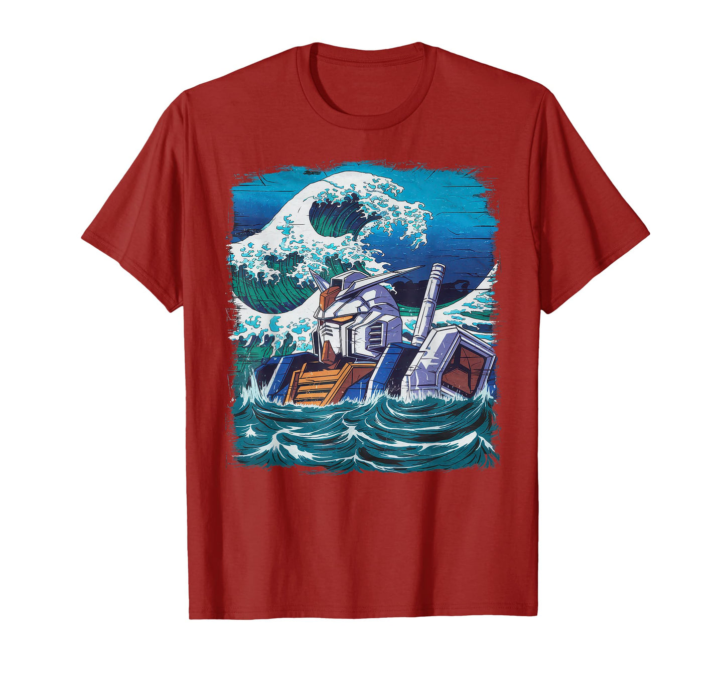 Mecha Tshirt Japanese Mecha Robot Head Anime Art Ukiyo-E T-Shirt