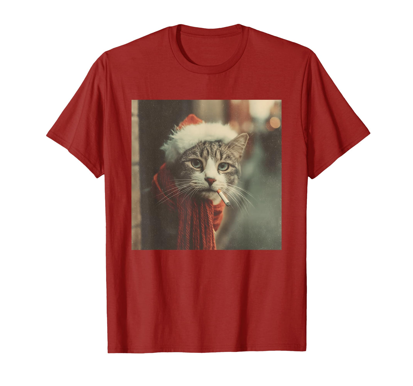 Santa Cat Cigarette Noir Holiday Winter Scarf Festive T-Shirt