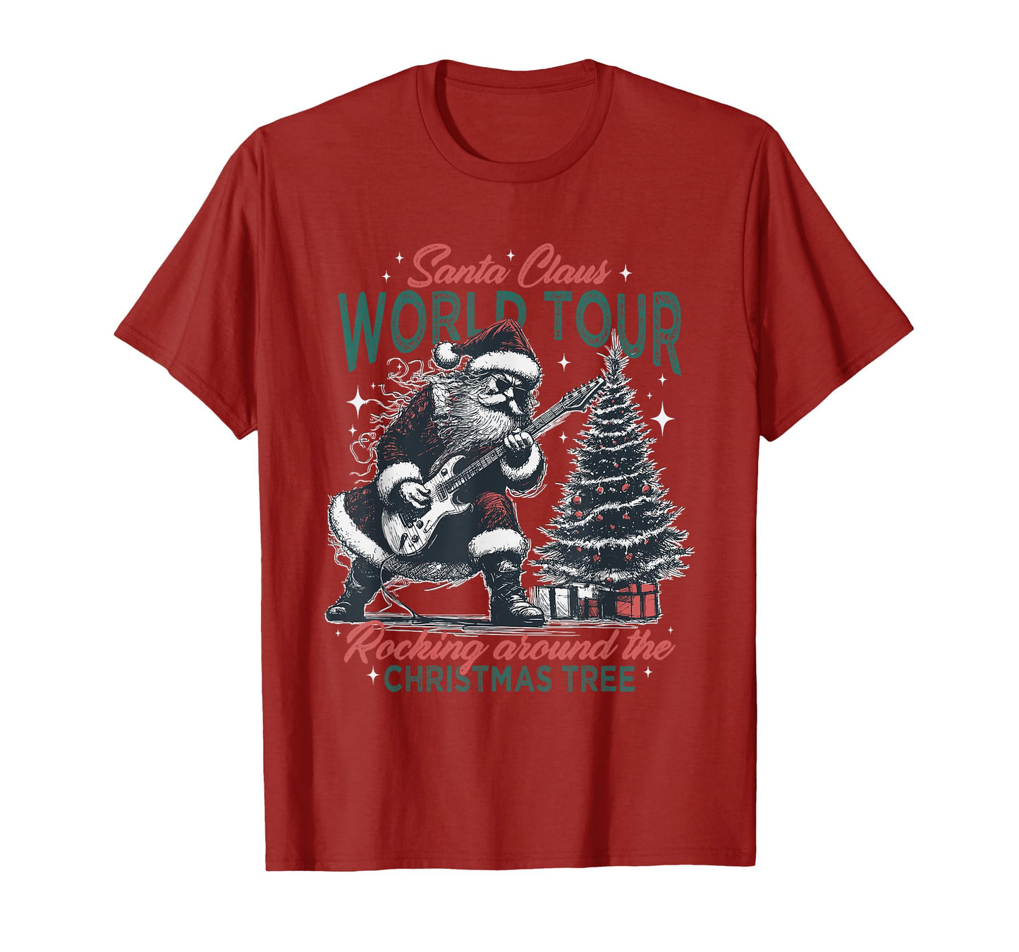 Santa Claus World Tour Rocking Around The Christmas Tree T-Shirt
