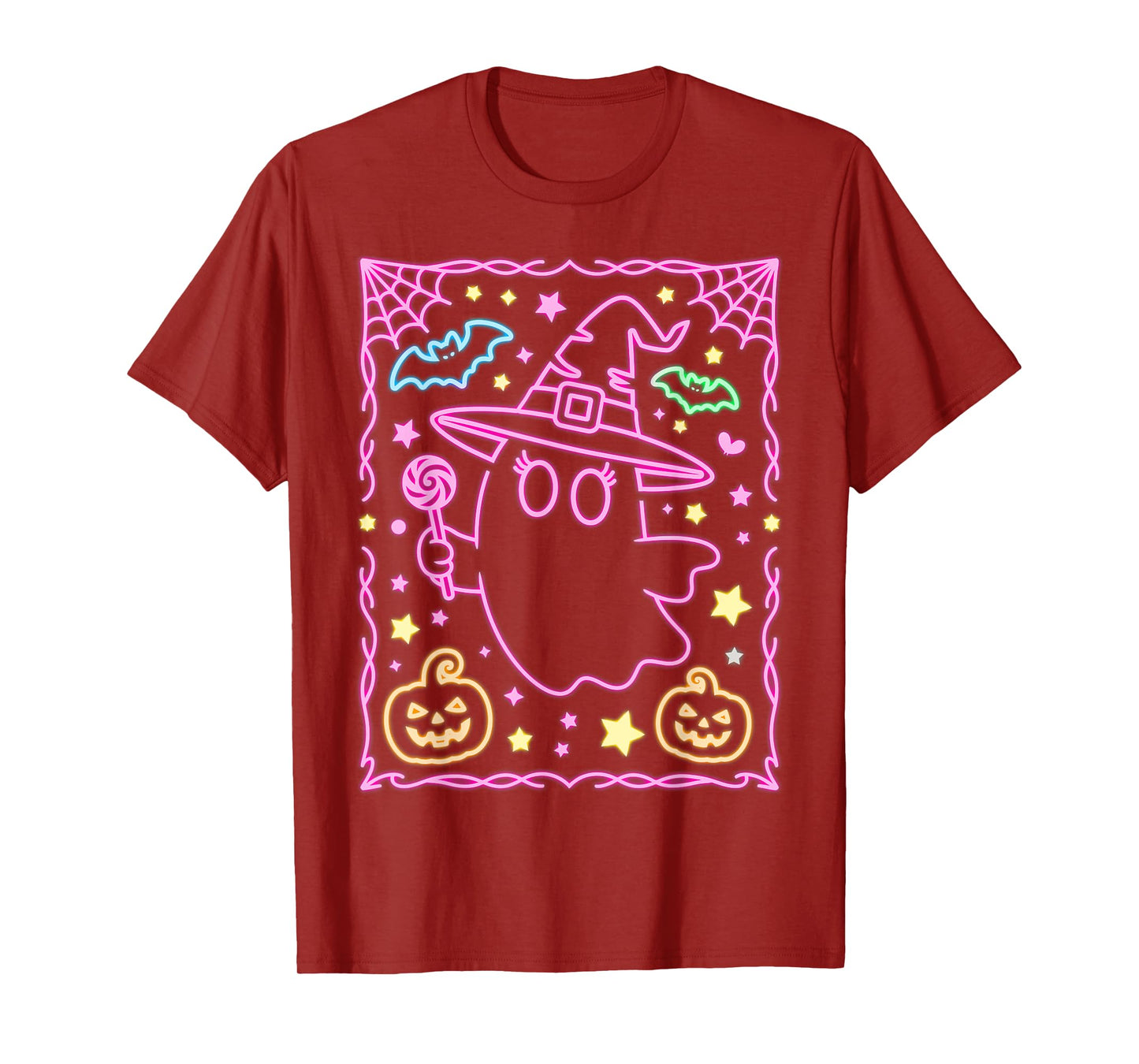 Cute Halloween Girls Pink Ghost Witch Candy Pumpkin Kids T-Shirt