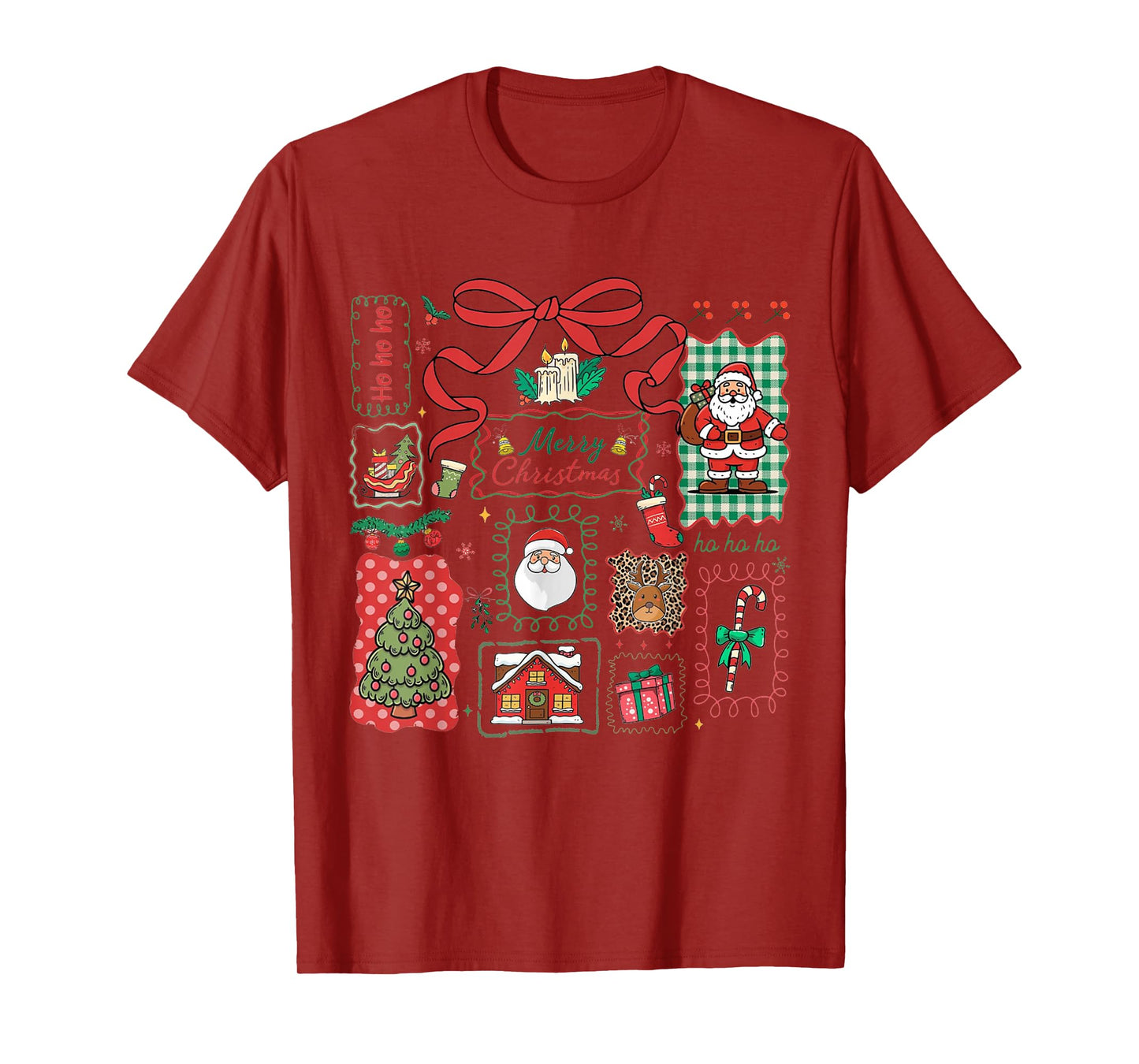 Vintage Christmas Icons Merry Christmas Coquette Bow T-Shirt