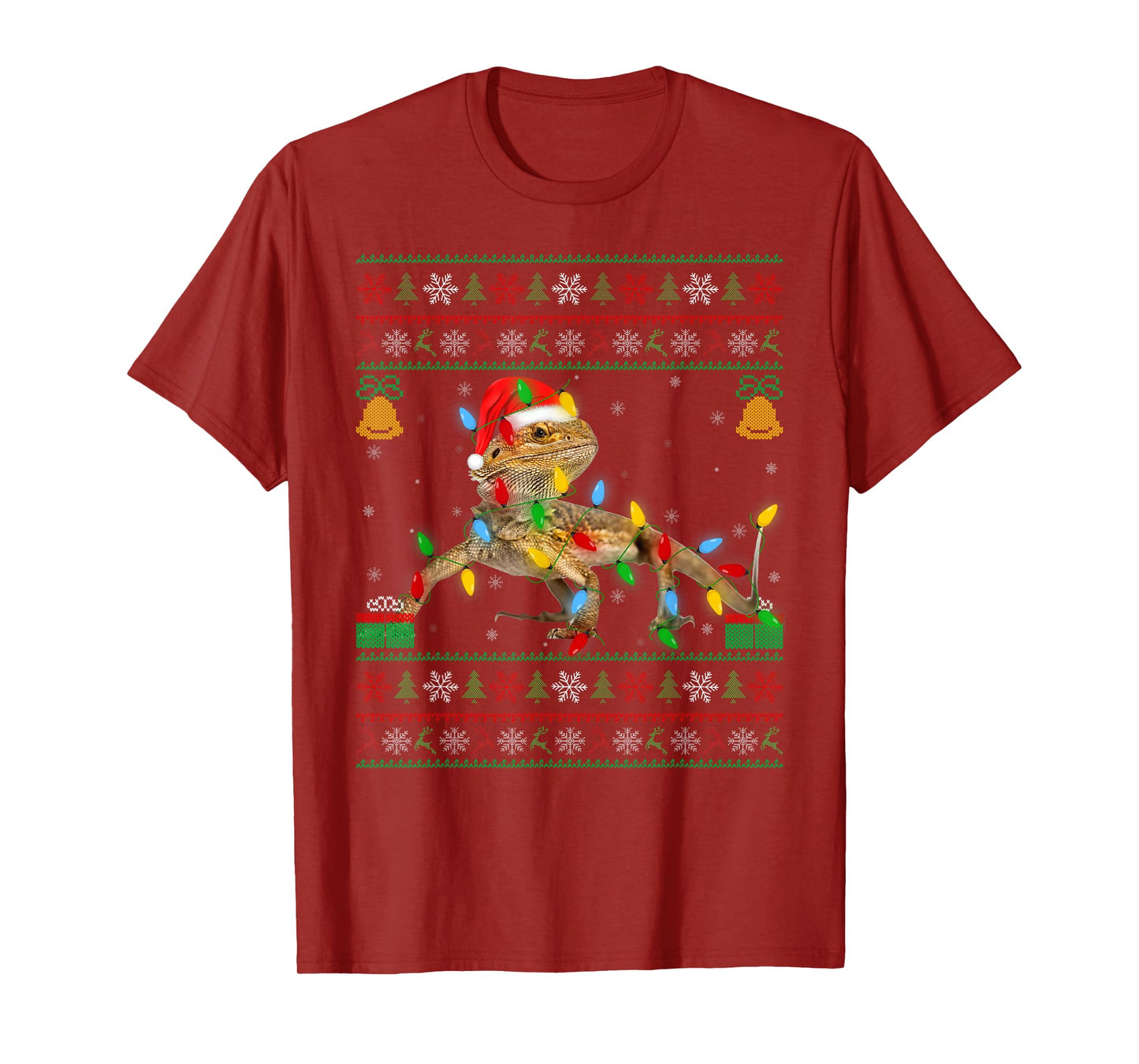 Bearded Dragon Christmas Lights Ugly Xmas Sweaters Santa T-Shirt