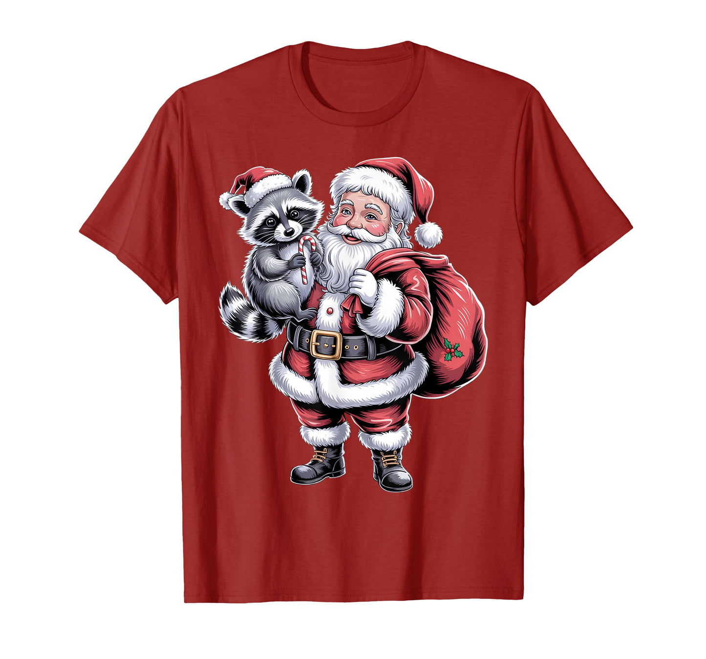 Cute Raccoon Santa Christmas Holiday Cartoon Funny Raccoons T-Shirt