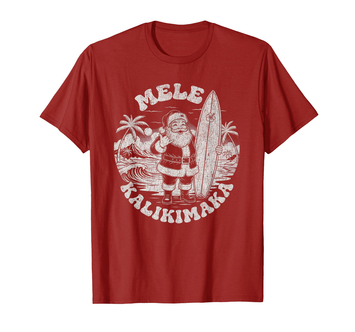 Mele Kalikimaka Christmas Shirt Hawaiian Surfing Santa Tee T-Shirt