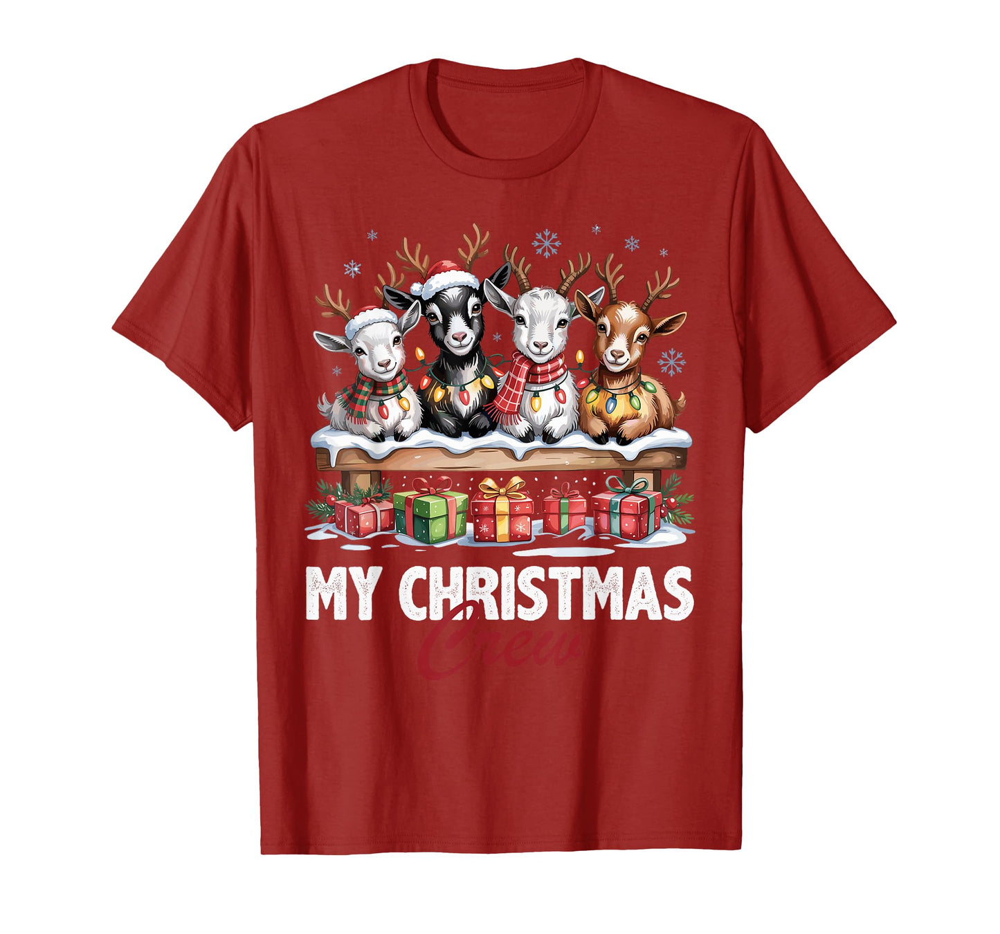 Goat Christmas Crew Cute Animal Lovers Funny Holiday Pajama T-Shirt