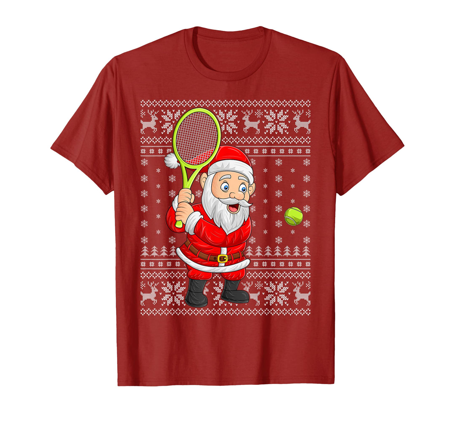 Santa Playing Tennis Ugly Christmas Sweaters Funny Xmas T-Shirt