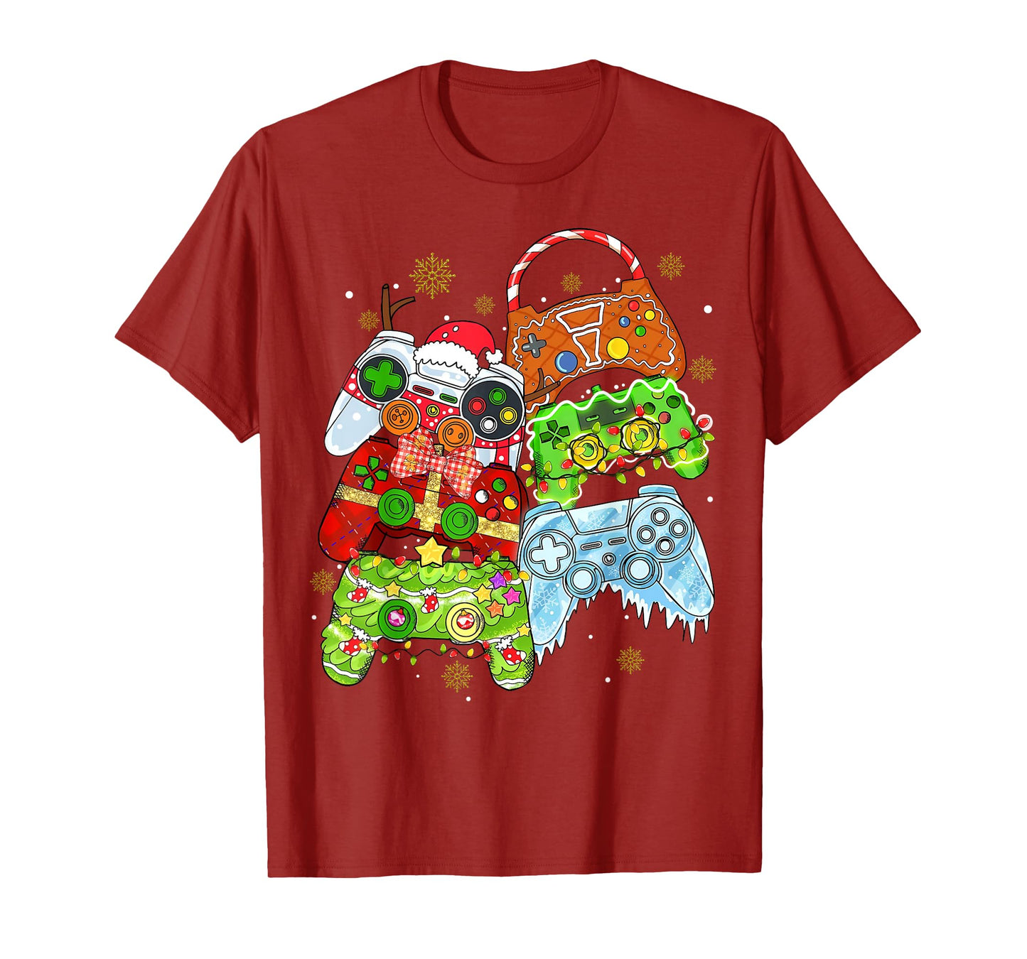 Boys Christmas Shirt Santa Elf Gaming Controllers Gamer Xmas T-Shirt