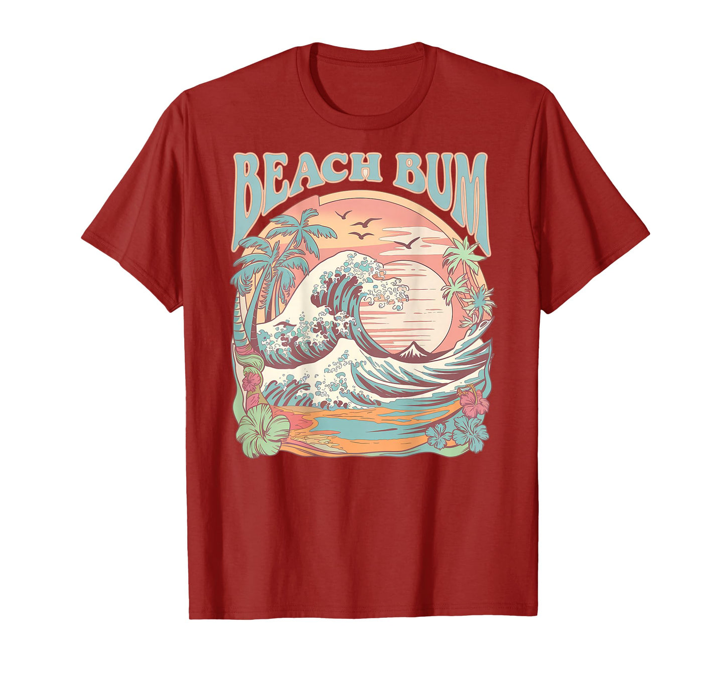 Retro Beach Bum Surf Wave Vintage Tropical Sunset Aesthetic T-Shirt