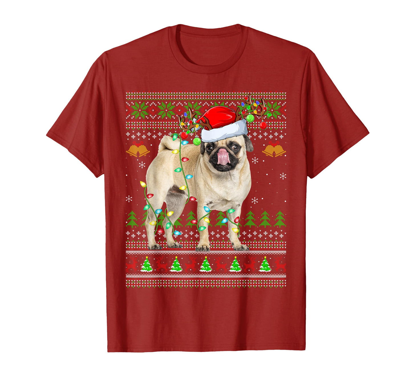 Pug Dogs Ugly Christmas Sweaters Holiday Santa Xmas T-Shirt