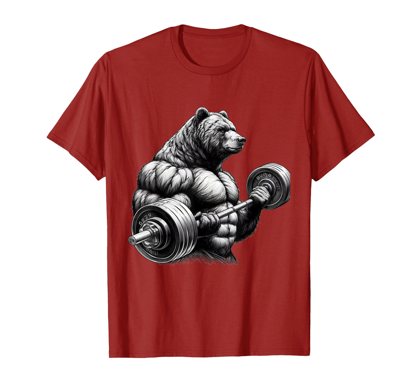Funny Teddy Bear Lifting Weights Gym Workout Animal T-Shirt