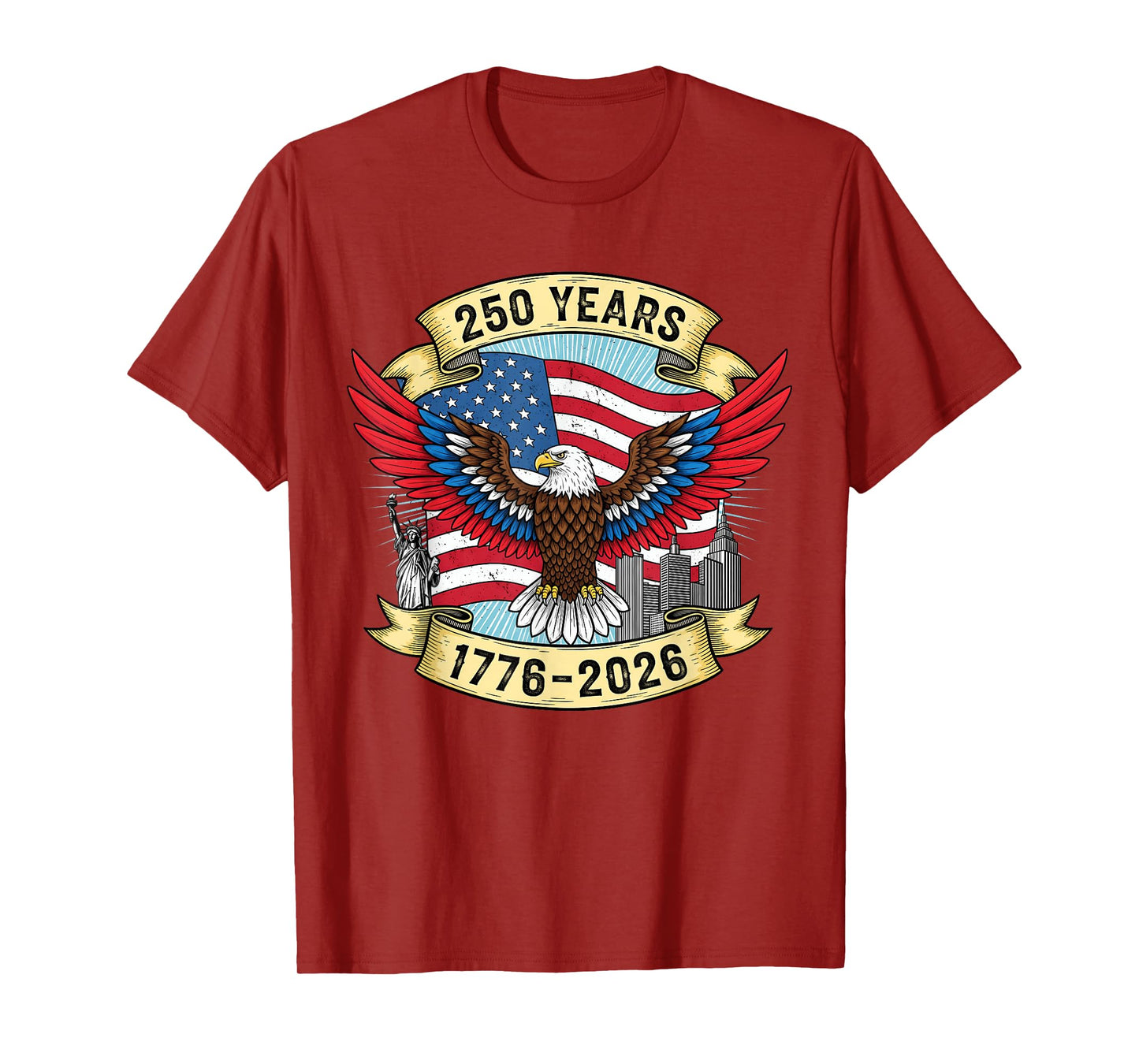 250th Birthday 1776 2026 Eagle Flag Patriotic Anniversary T-Shirt