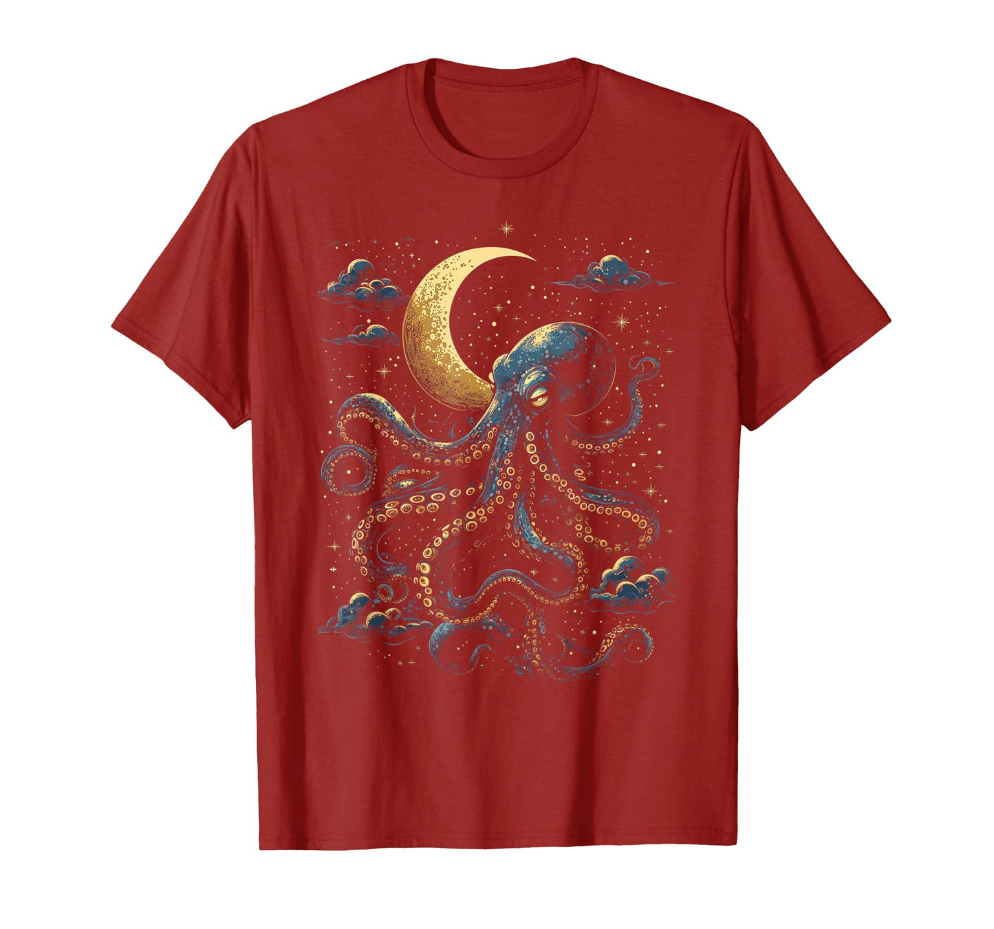 Octopus Celestial Moon Dark Academia Moody Maximalist Ocean T-Shirt