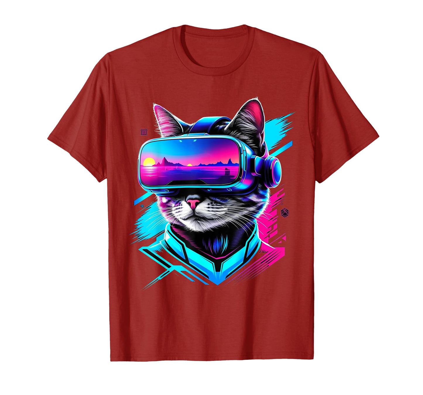 Funny VR Gamer Cat In VR Headset Virtual Reality Gaming T-Shirt for Men Women Girls Kids