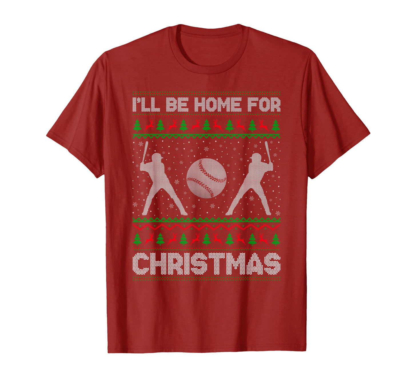 Sporty Baseball Player Ugly Christmas Sweaters Xmas T-Shirt