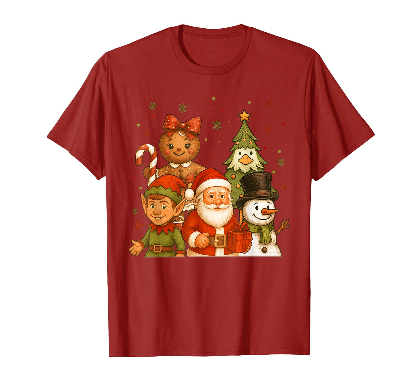Retro Santa Elf Snowman Gingerbread Christmas Goose Tree Men T-Shirt