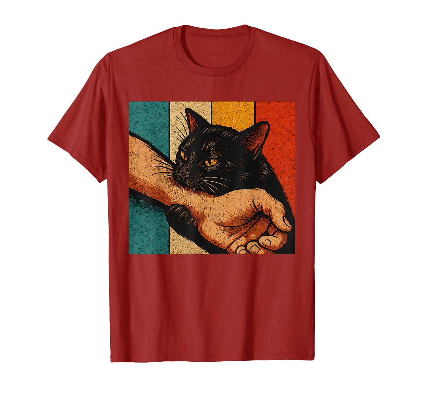 Retro Funny Black Cat Bite Vintage Cat Graphic Men Women T-Shirt