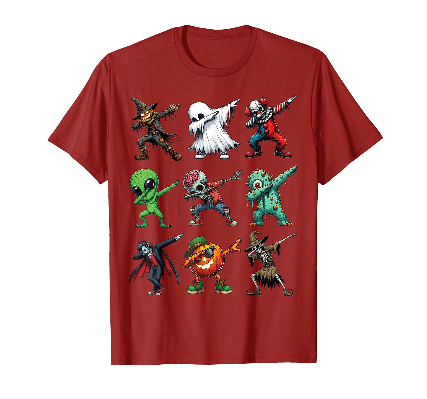 Dabbing Halloween Zombie Skeleton Pumpkin Scarecrow Ghost T-Shirt