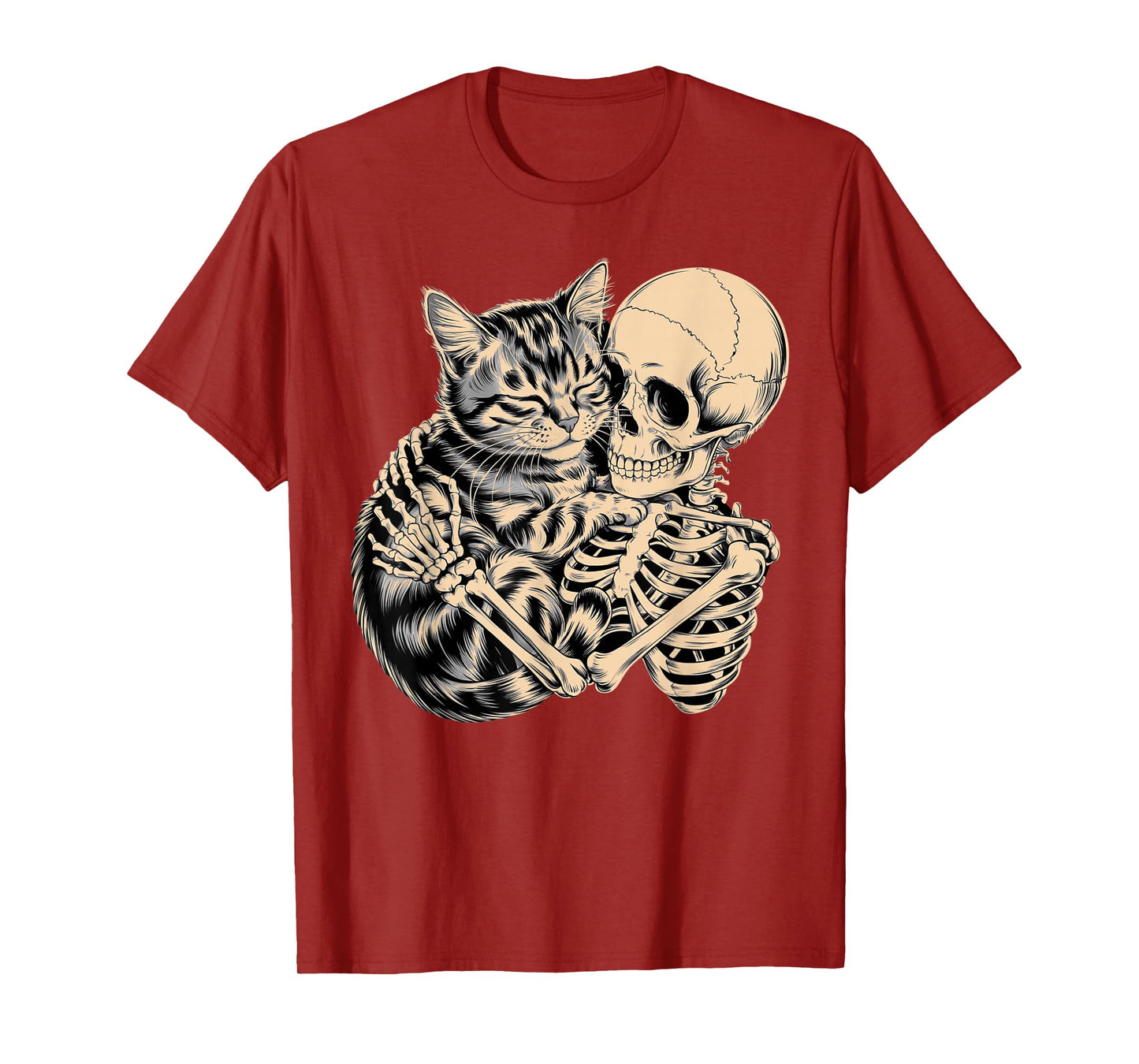 Womens Halloween Cat Skeleton Hugging Cat Halloween Girls T-Shirt
